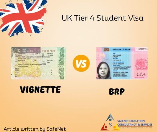 UK Tier 4 Student Visa ရဲ့ Vignette (Sticker) နှင့် BRP ဘာကွာလဲ