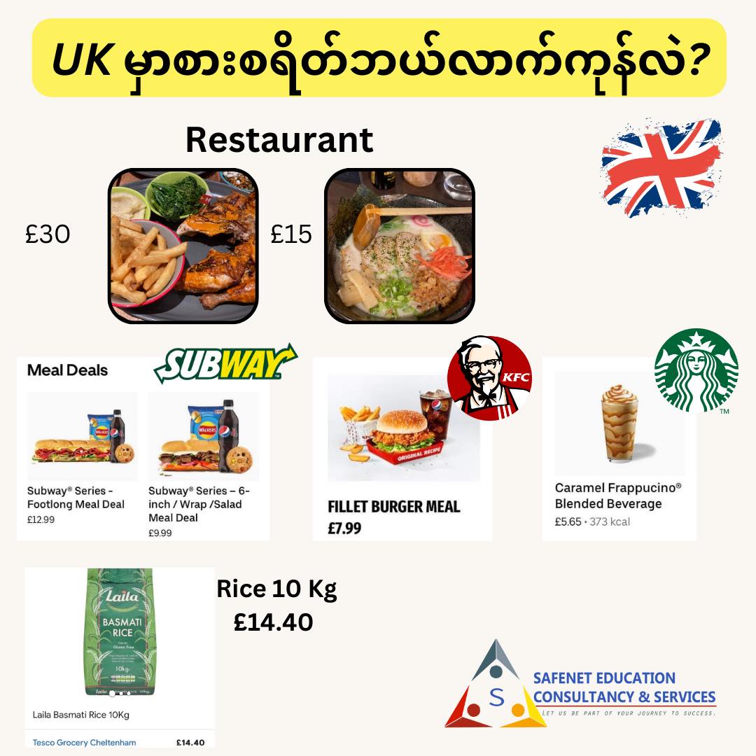 UK မှာစားစရိတ်ဘယ်လောက်ကုန်လဲ